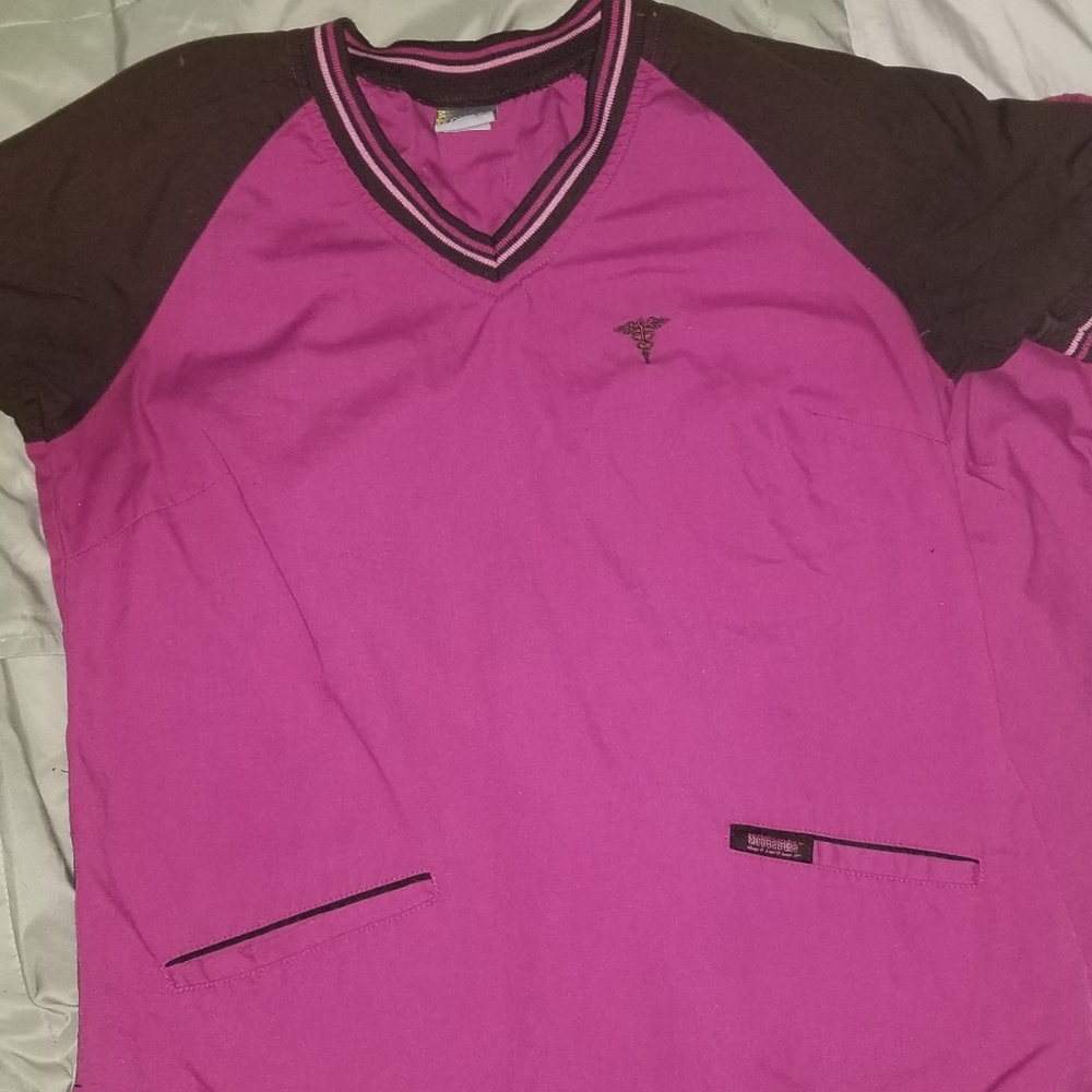 D.Pink & Brown Scrub Set Size Medium